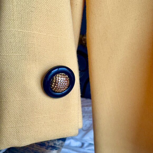 Vintage 90s Yellow and Navy Blazer - Picture 6 of 12